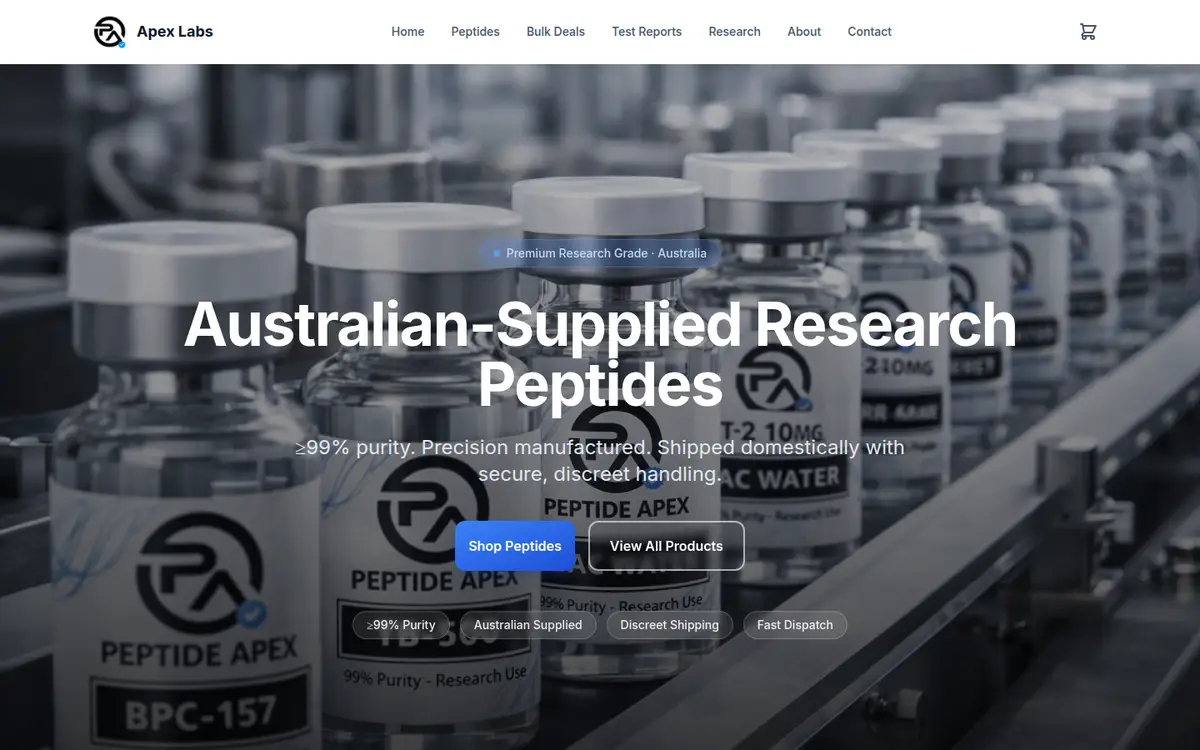 Apex Lab Aus (Apex Labs Australia) homepage at desktop width