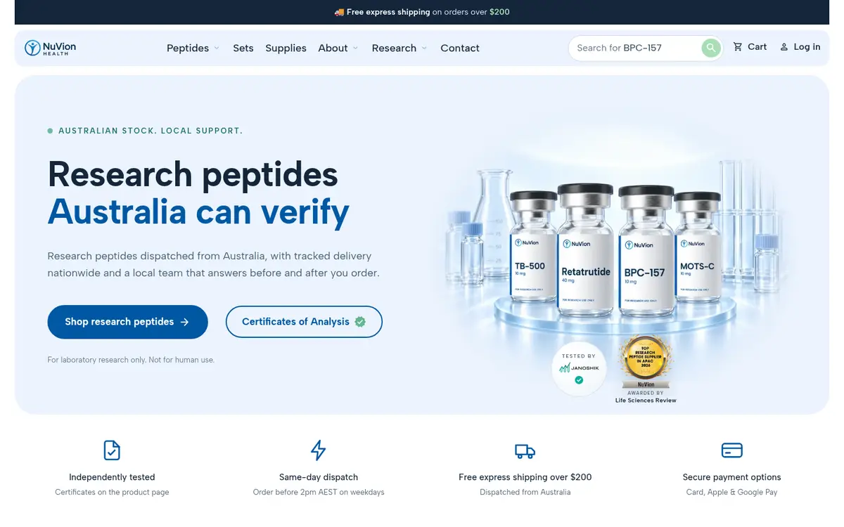 NuVion Health homepage at desktop width