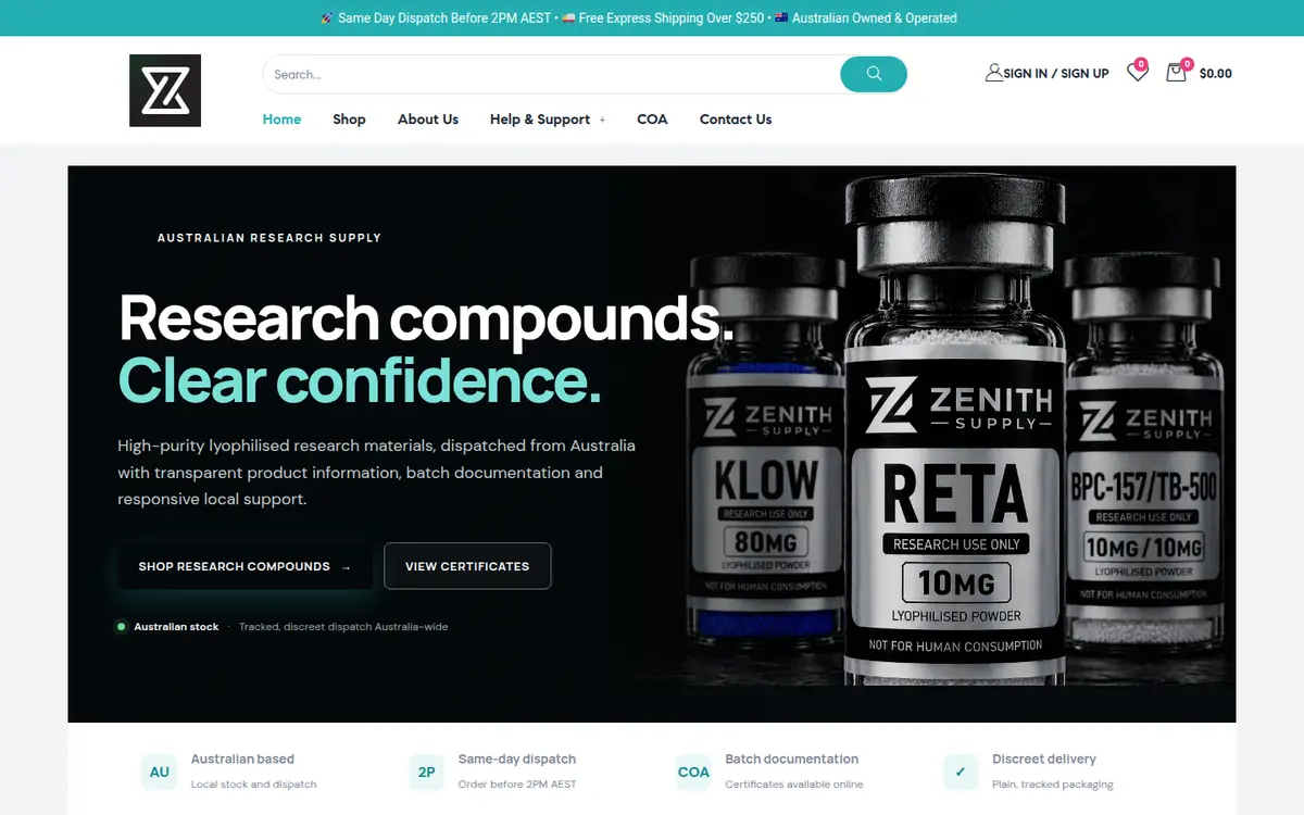 Zenith Supply AU (formerly Zenith Supply Group) homepage at desktop width